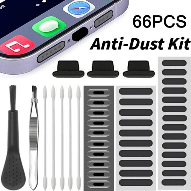 Anti-Staub-Reinigungsset für USB-C Ladeanschlüsse mit Reinigungsbürste und Staubstecker für iPhone 16, Samsung und Lautsprecher - Bild 1