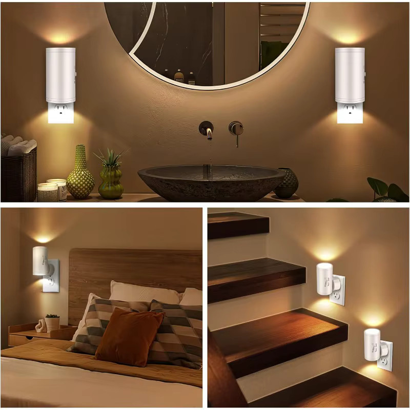 Modernes LED-Nachtlicht zum Einstecken in Weiß mit Lichtsensor, dimmbar und 3 Farbtemperaturen für Badezimmer, Flur, Schlafzimmer und Treppen - Bild 2
