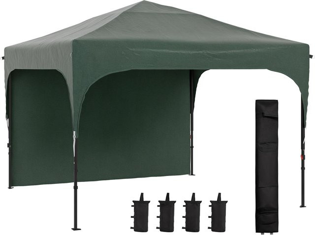 Outsunny Faltbarer Gartenpavillon mit Seitwänden und Stahlrahmen in Grün, B/T: 300 x 300 cm, Höhe: 172 cm - Bild 1
