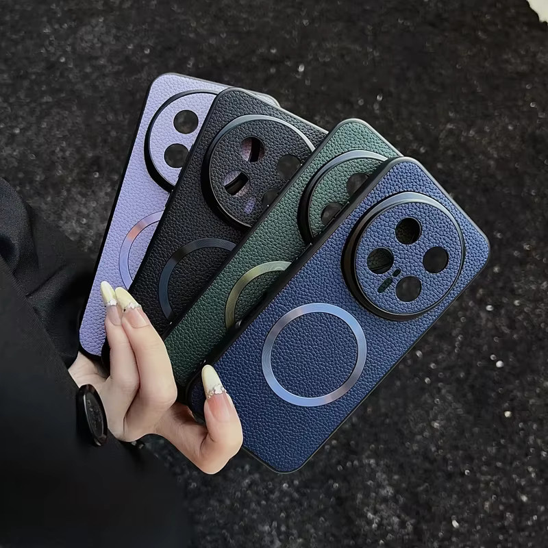 Premium Business Lichee Leder Schutzhülle mit MagSafe für Honor Magic 8 Pro, 7 Pro und Lite in Purple - Bild 3