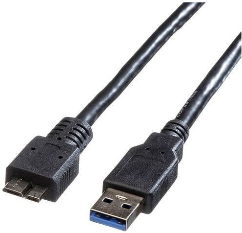 Roline USB-Kabel USB 3.2 Gen1 mit USB-A und USB-Micro-B 3.0 Stecker, Schwarz, Länge: 2,00 m - Bild 1