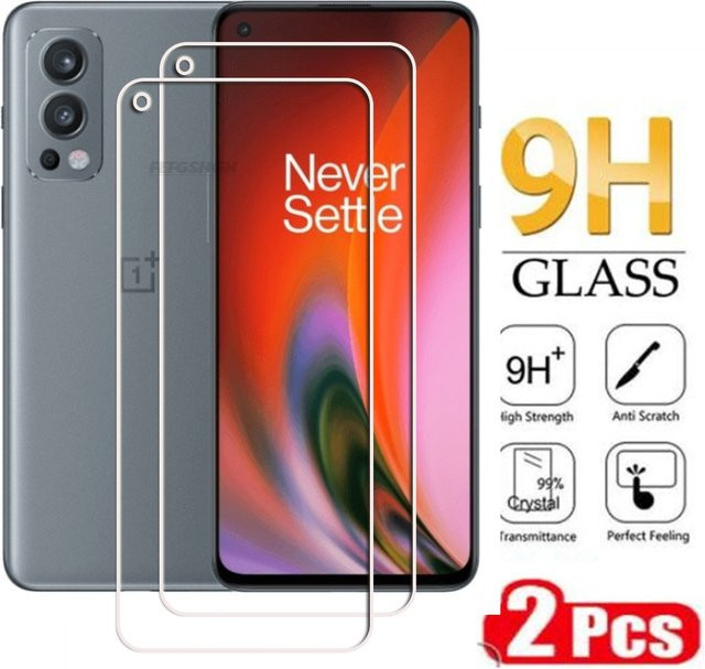 2er-Set Displayschutzfolie aus gehärtetem Glas für OnePlus Nord 2 5G und NordCE, 6,43 Zoll, transparent - Bild 1
