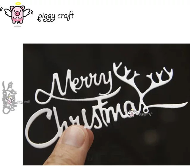 Piggy Craft Metall-Stanzformen Frohe Weihnachten und Buchstaben für Scrapbook und Papierhandwerk - Bild 1