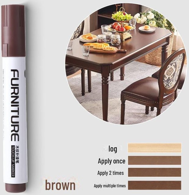 Houspace Möbelfarbkorrekturstift zur Lackreparatur für Holzprodukte und Bodenbeläge in Braun - Bild 1