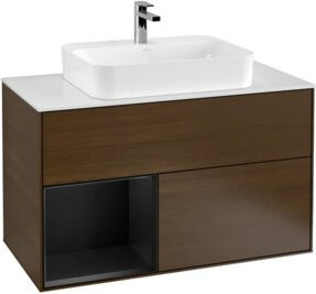 V&B Waschtischunterschrank Finion 100 in Weiß lackiert mit Regalelement links - Bild 1