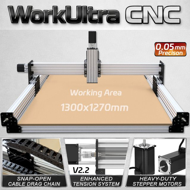 BulkMan3D WorkUltra CNC-Fräsmaschine V2.2 mit T8-Gewindespindeln und Spannsystem, 4-Achsen Fräs- und Graviermaschine für Holz, Metall und Acryl, B/T/H: 50 x 50 x 50 cm - Bild 1