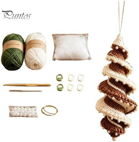 DIY Häkelset für Weihnachtsbaumschmuck Spiralbaum in Beige als Bastelset für Erwachsene - Bild 1