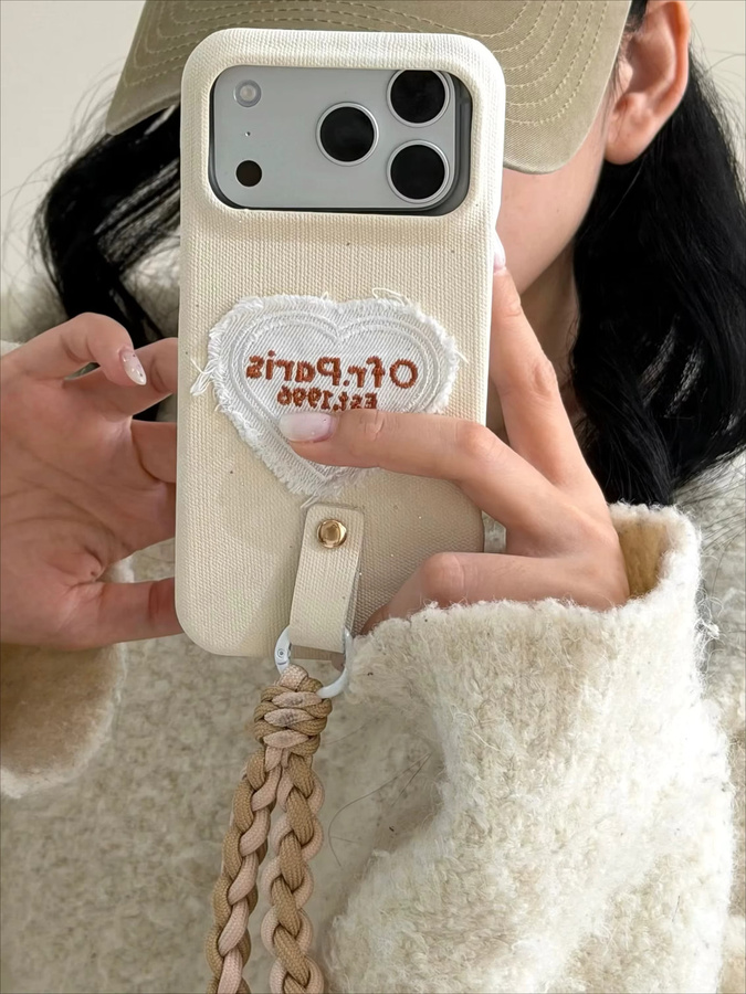 Cowboy Love PU-Leder-Handyhülle mit Handschlaufe für iPhone 17, 16, 15, 14, 13, 12 Pro und Pro Max in Weiß - Bild 5