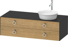 Duravit Waschtischunterschrank White Tulip Wandmontage in Weiß und Braun mit 2 Schubladen und internen Schubladen, B/T/H: 130 x 55 x 40,8 cm - Bild 1