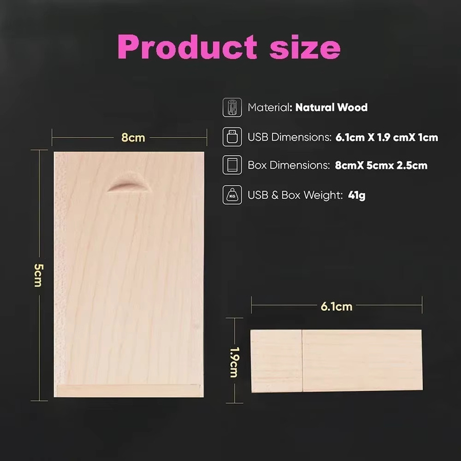 JASTER USB-Stick aus Holz in Braun mit USB-A Anschluss - Bild 2