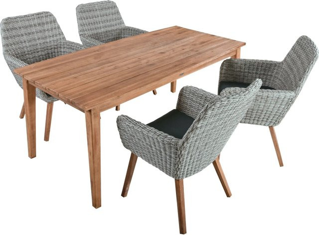 Garden Pleasure Sitzgruppe Rapallo/Visalia 5-teilig aus Akazienholz und Aluminium in Braun-Grau mit Auflagen - Bild 1