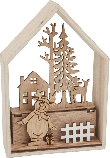 VBS Holzbausatz Winterhaus in Beige, 9-teiliges Modell aus Rohholz und Sperrholz - Bild 1