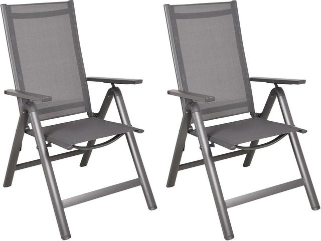 DELUKE Gartenstuhl 2er Set SUSAN Anthrazit wetterfeste Stapelstühle aus Aluminium und Textilene - Bild 1