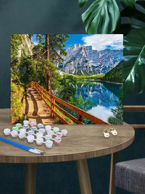 CHENISTORY Malen nach Zahlen Set mit Landschaft Motiv Bäume und Berge auf Leinwand, mehrfarbig, Querformat - Bild 4