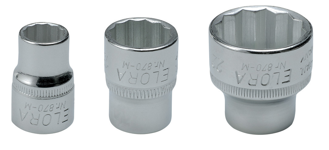 Elora Steckschlüssel-Einsatz 3/8 Zoll Zwölfkant ELORA-870-M 17 mm Silber - Bild 1
