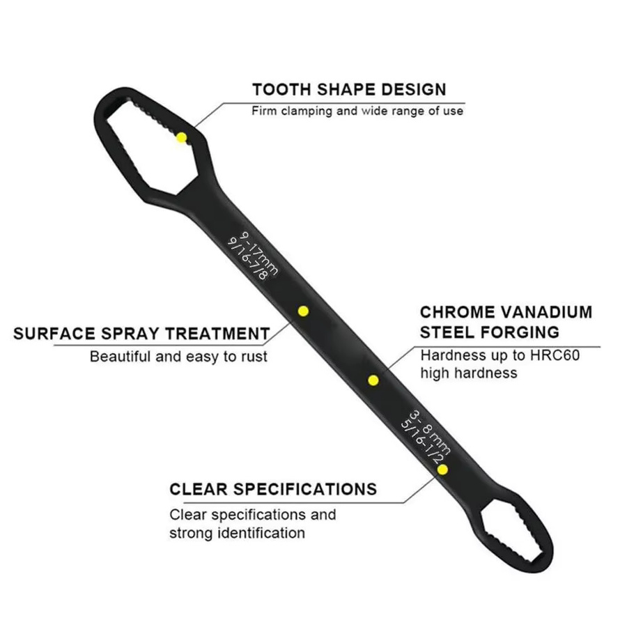 OMAIJIA Universal-Torx-Schraubenschlüssel mit verstellbarem Doppelkopf in Weiß, Dicke: 3,0 mm - Bild 2