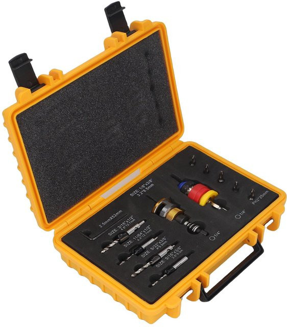 Koogeelife Senkbohrer-Set für Holz mit verstellbarem Tiefenanschlag und Kegelsenker in Multicolour - Bild 1