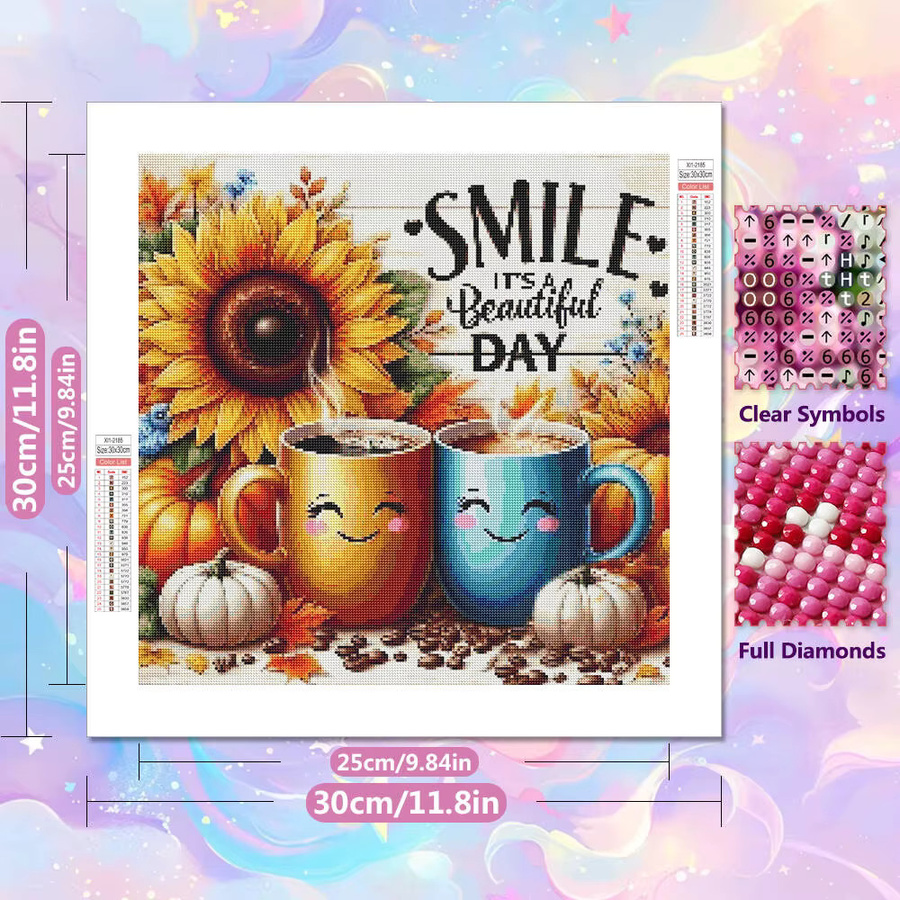 EverShine 5D Diamant Malerei Kaffeetasse DIY Mosaik Bild mit runden Bohrern, B/B/H: 20 x 20 cm - Bild 2