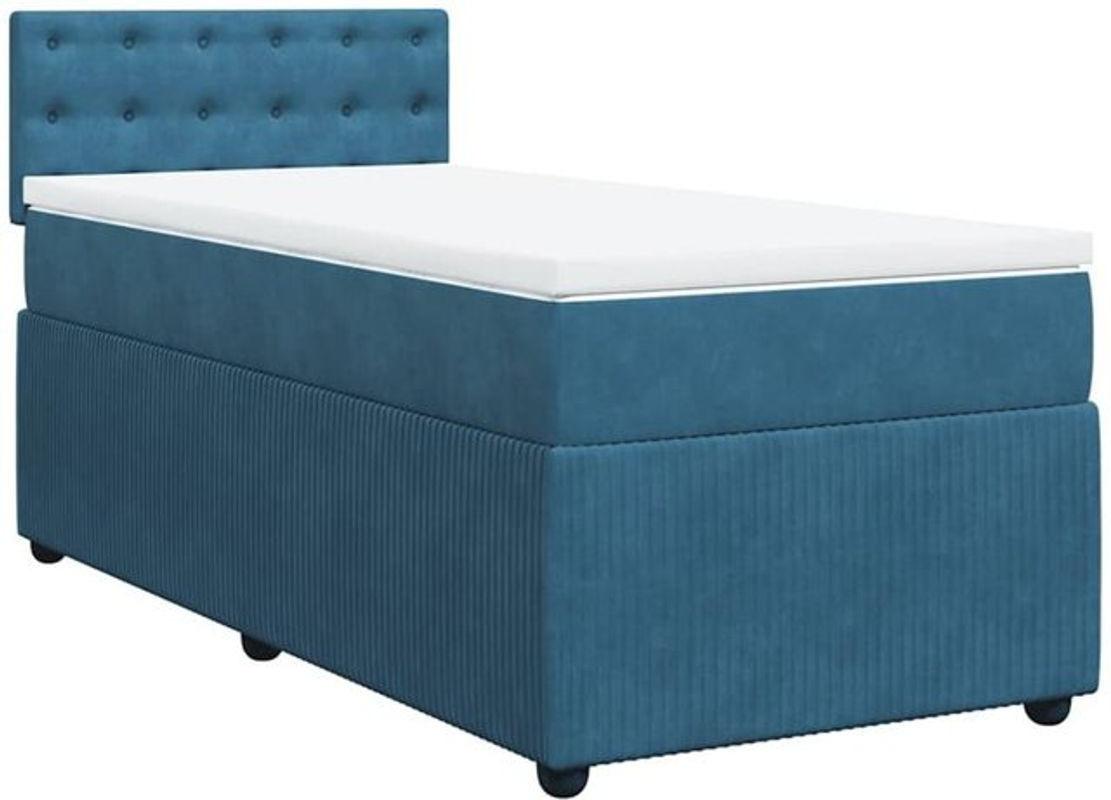 vidaxl Boxspringbett mit Matratze aus Samt in Blau, B/T/H: 200 x 100 x 100,5 cm - Bild 1