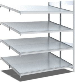 Bito Bereitstellregal schräg/schräg Anbaufeld aus verzinktem Stahl in Silber, B/T/H: 130,8 x 125 x 200 cm - Bild 1