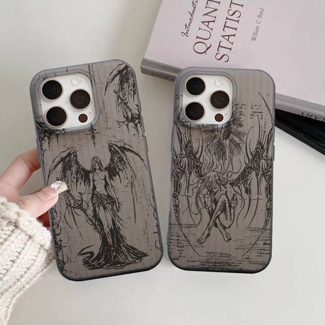 Potdemiel Black Angel Death Demon Handyhülle für iPhone 11 bis iPhone 17 Pro Max Plus in Schwarz mit gewellter Stoßstange - Bild 1