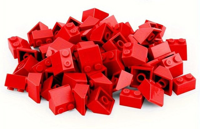 Yiran toy 3039 Dach 2x2 Fliese Baustein Schräge 45° Dicke Figur, 20-teiliges Set, rot, ab 6 Jahren - Bild 1