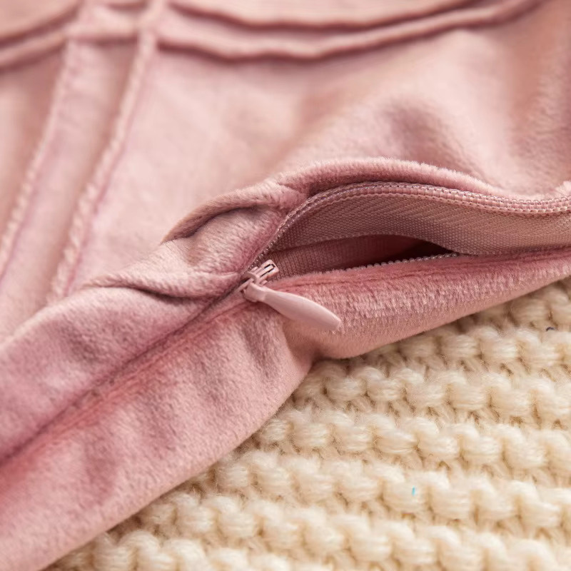 Inyahome Taillenkissenbezug aus holländischem Samt und Plüsch, Rosa, 1/2 Stück - Bild 2