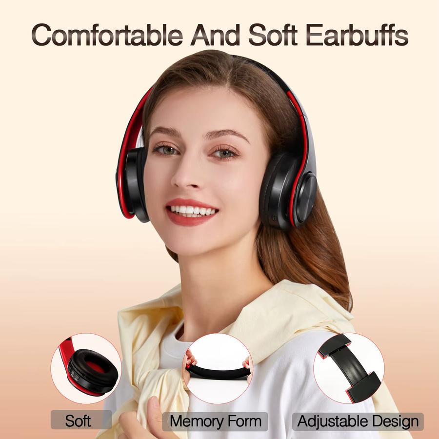 CATASSU Bluetooth Over-Ear Stereo Kopfhörer mit integriertem Mikrofon in Schwarz-Gold - Bild 3