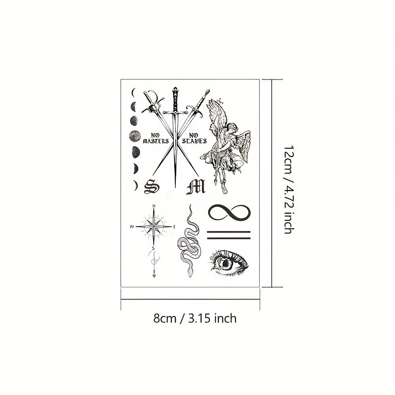 JKCODE TATTOO Temporäre Tattoo-Aufkleber, 3-teilige Sammlung, Retro-Stil - Bild 4