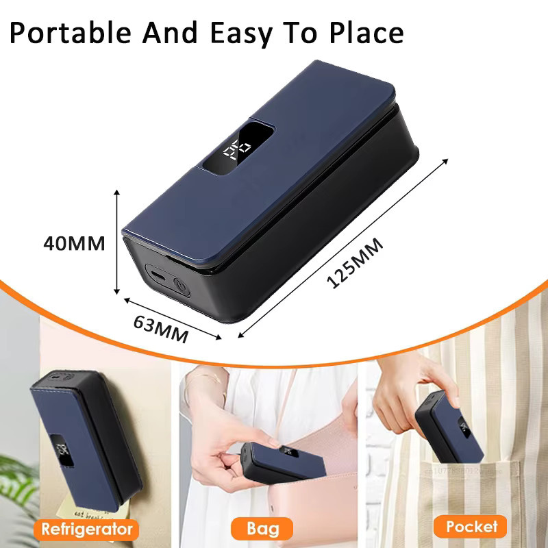 Tragbare Mini-Versiegelungsmaschine von raugee zur Lebensmittelverpackung, USB-aufladbar, Blau/Weiß - Bild 4