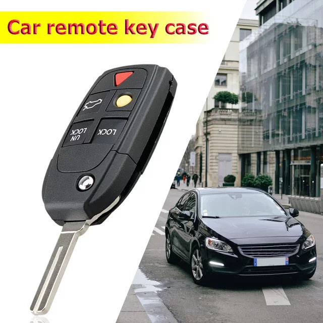 VAKIND Schlüsselhülle für Volvo S60 S80 V70 XC70 XC90, 5 Tasten Flip Folding Key Fob Case Protector, Schwarz - Bild 1