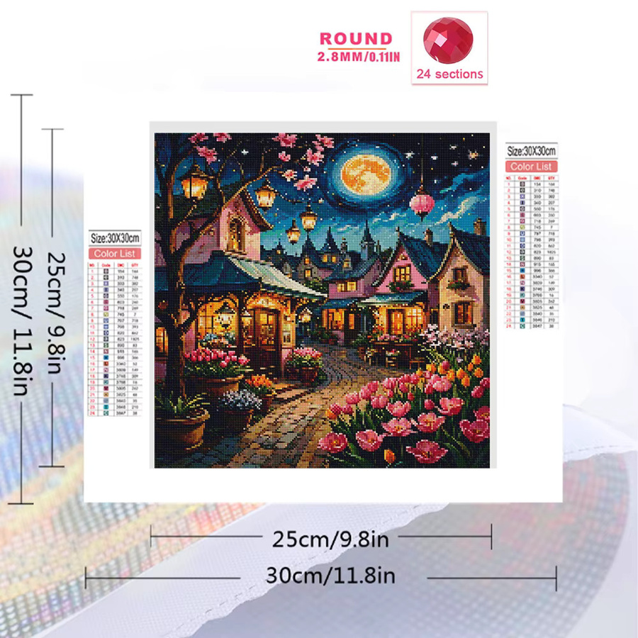 EverShine Diamond Painting Set mit Landschaftsstraßen-Motiv und Tulpen in Multicolour, DIY-Mosaik-Stickerei für deine Heimdekoration, B/H: 20 x 20 cm - Bild 2