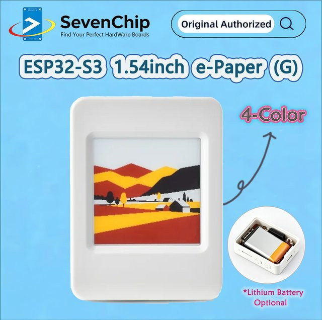 Waveshare ESP32-S3 E-Paper (G) 1,54 Zoll 4-Farben AIoT-Entwicklungsboard in Rot, Gelb, Schwarz und Weiß mit 200 x 200 Auflösung - Bild 1
