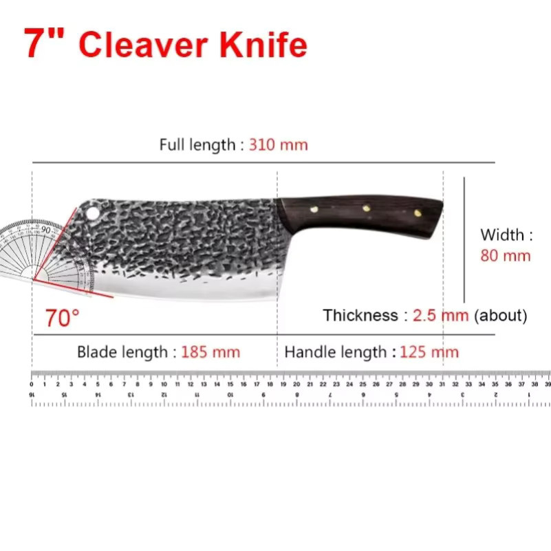 GuanQi Handgeschmiedetes Metzger-Kochmesser mit Holzgriff in Silber, 17,78 cm - Bild 6