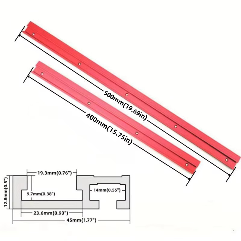 JIGHOLE T-Schiene Gehrungsschiene aus Aluminiumlegierung in Rot, 50 cm - Bild 2