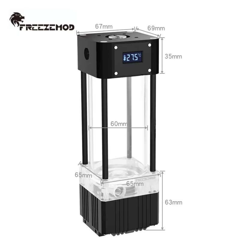 FREEZEMOD AIO-Pumpe und Reservoir mit Temperaturanzeige in Silber für PC-Wasserkühlsysteme - Bild 3