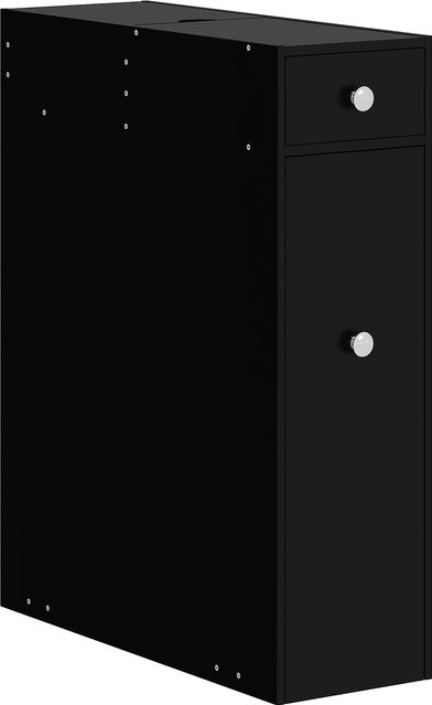 HOMCOM WC-Möbel mit Toilettenpapieraufbewahrung und 2 Schubladen aus MDF in Schwarz, B/T/H: 48 x 17 x 58 cm - Bild 1