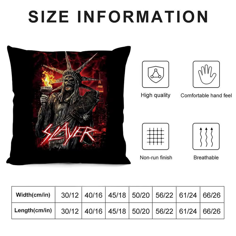 S-Slayer Band Kissenbezug in Schwarz, quadratische Kissenhülle aus ultraweichem Stoff mit verdecktem Reißverschluss, Breite: 30,0 cm, Höhe: 30,0 cm - Bild 4