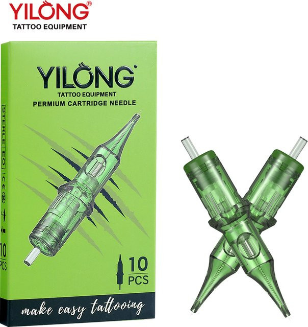 YILONG Tattoo Nadeln, 10 Stück, Grüne Patrone, Steril - Bild 1