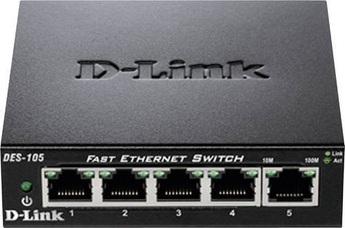D-Link DES-105 Netzwerk-Switch mit 5 Ports, 100 Mbit/s, Ethernet/LAN, Schwarz - Bild 1