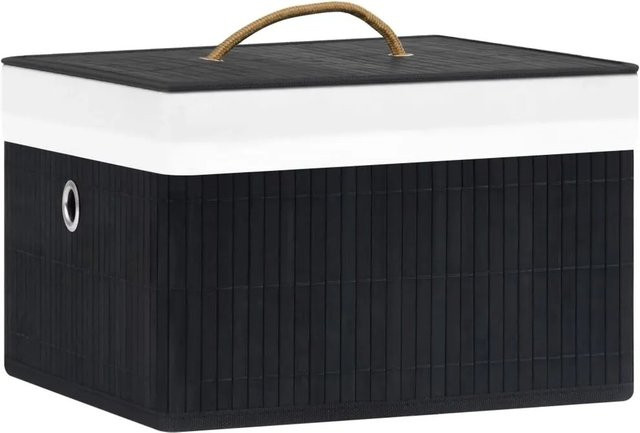 vidaXL Bambus Aufbewahrungsboxen 4er Set Schwarz mit Griffen und offener Webstruktur B: 31,0 cm, H: 20,0 cm, T: 31,0 cm - Bild 1