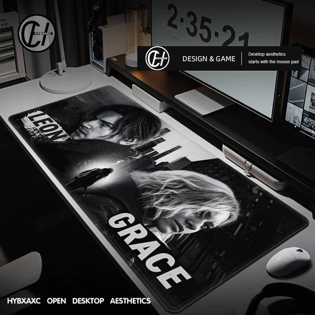 HYBXAXC Resident Evil Requiem Mauspad Gamer-Speed-Tastaturunterlage in Weiß, B/B/T: 120 x 60 cm - Bild 1