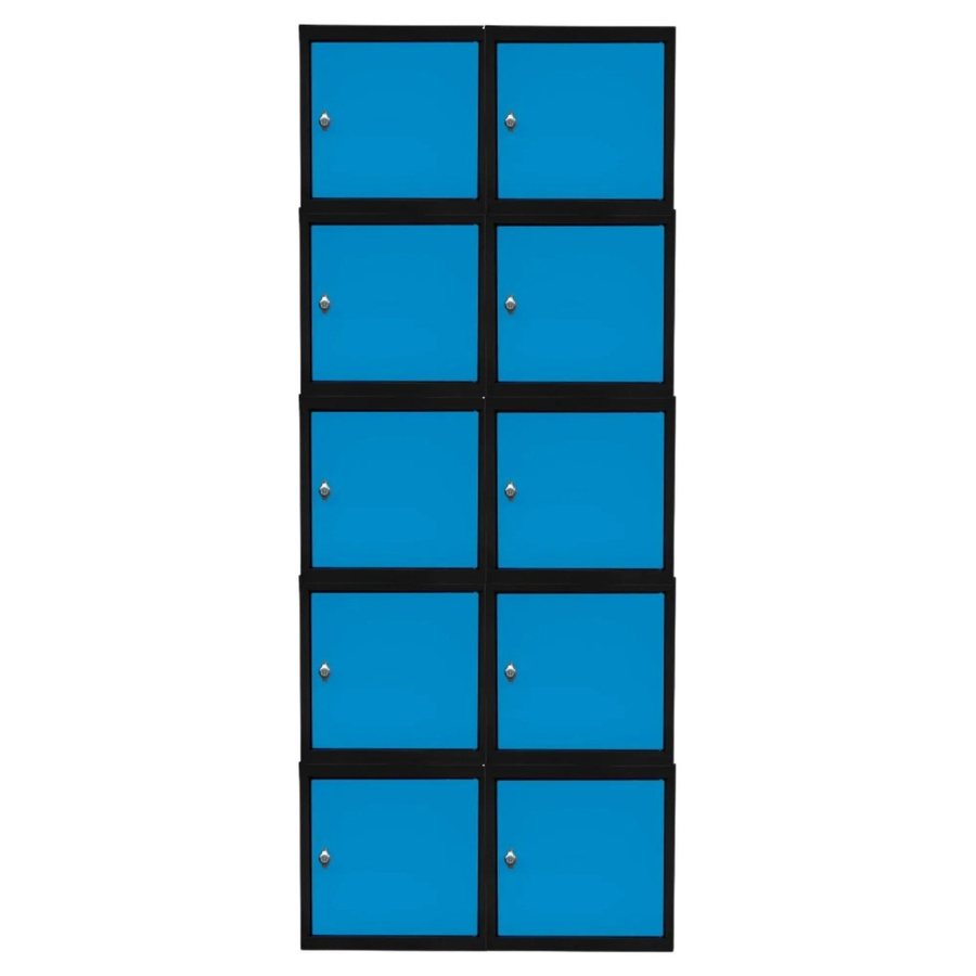 PROREGAL Blocky Schließfachwürfel Set aus 10 Stück mit Drehriegelschloss für Vorhängeschlösser, Anthrazit-Blau, B/T/H: 40 x 40 x 40 cm - Bild 2