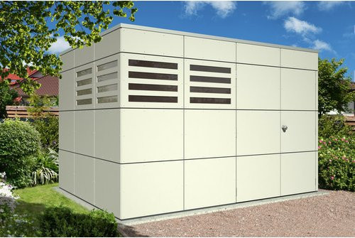 SKANHOLZ Gartenhaus Melbourne 4 aus Holz in Grau mit Flachdach, 4 Fensterelementen und Einzeltür, B/H/T: 337 x 223 x 253 cm - Bild 1