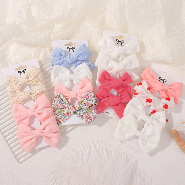 BABY BOWS Haarclips mit Schleifen aus Baumwolle, 4 Stück, Kinder - Bild 1