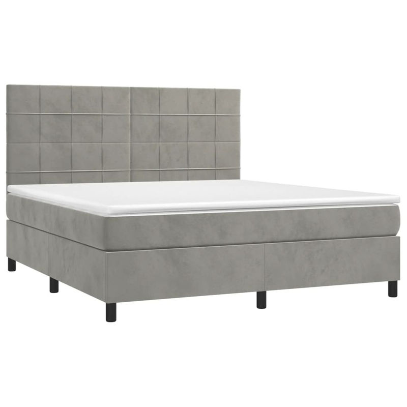 Vidaxl Boxspringbett Kontinentalbett mit Matratze und LED in Grau aus Samt, B/T/H: 180 x 200 cm - Bild 2
