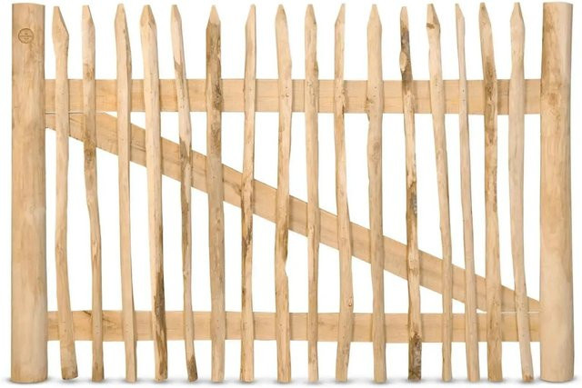 Stiltreu Genageltes Staketenzaun-Tor aus Edelkastanienholz in Braun, Breite: 150 cm, Höhe: 100 cm - Bild 1