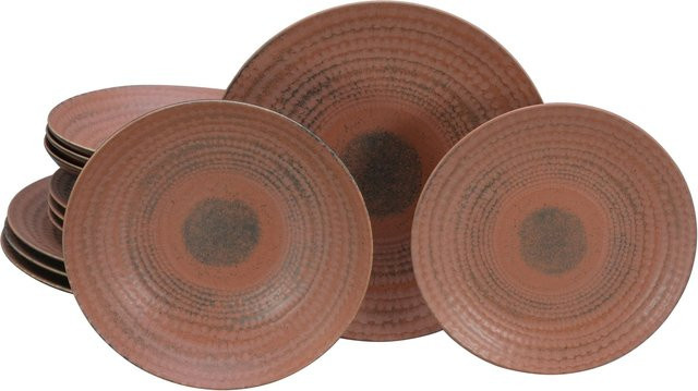CreaTable Neapel Terra Speiseservice aus Keramik und Steinzeug, 12-teilig, Braun - Bild 1