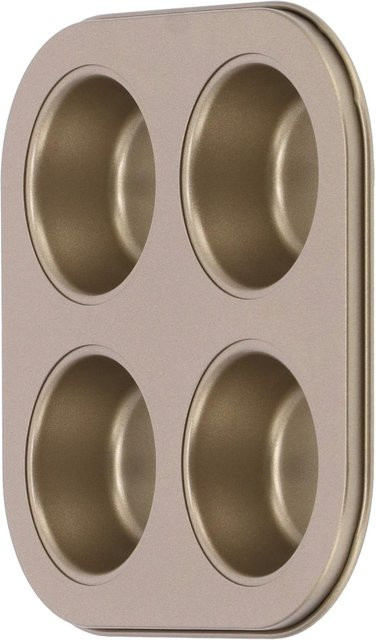 mfySpace Quadratische Muffin-Backform aus Kohlenstoffstahl mit 4 Kavitäten, Antihaftbeschichtet, Braun - Bild 1