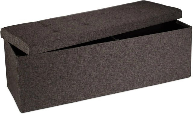 Relaxdays Sitzbank aus Leinen in Braun, faltbar, B/T/H: 114 x 38 x 38 cm - Bild 1